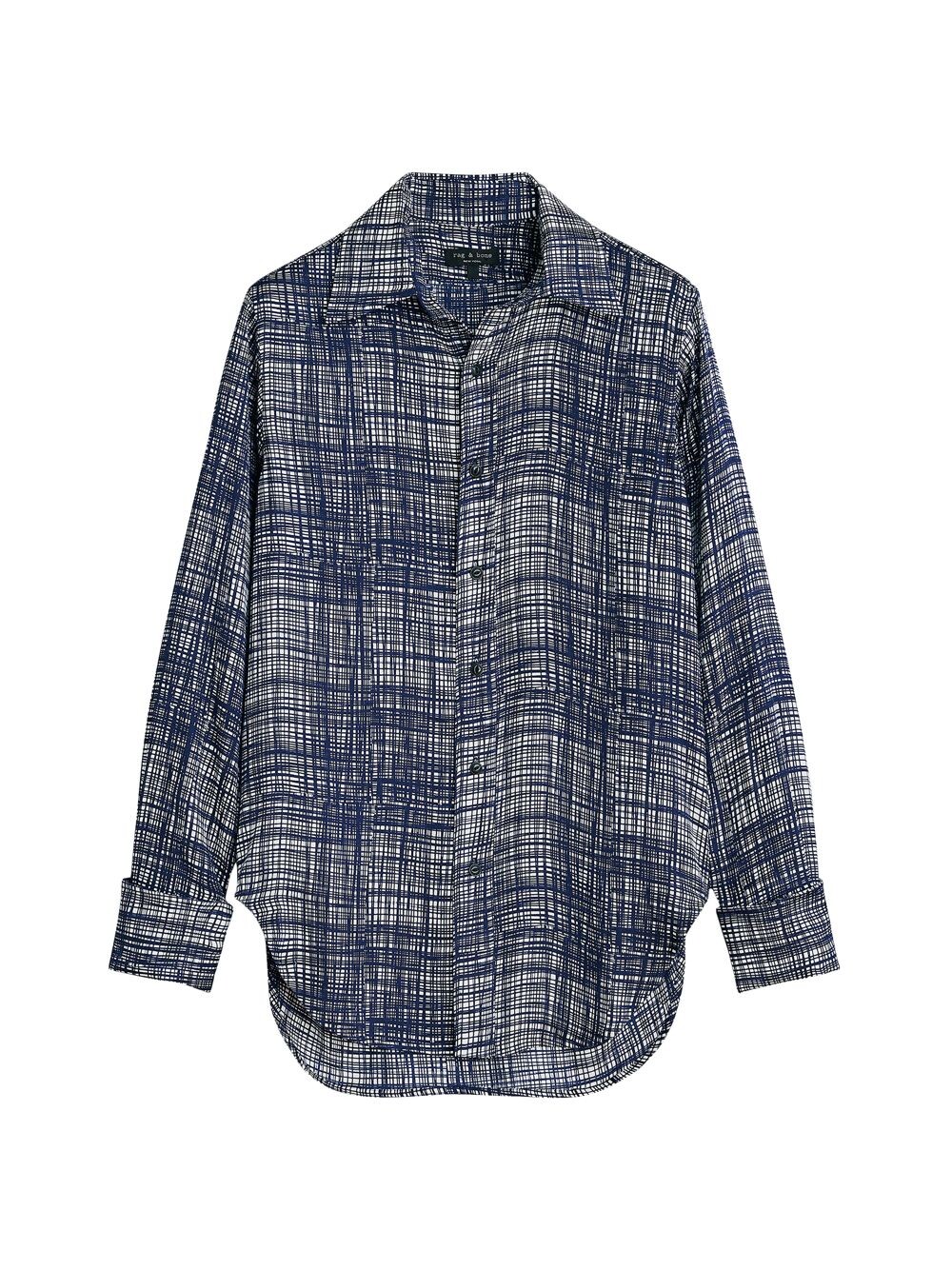 

Рубашка Delphine High-Low из твила rag & bone, синий