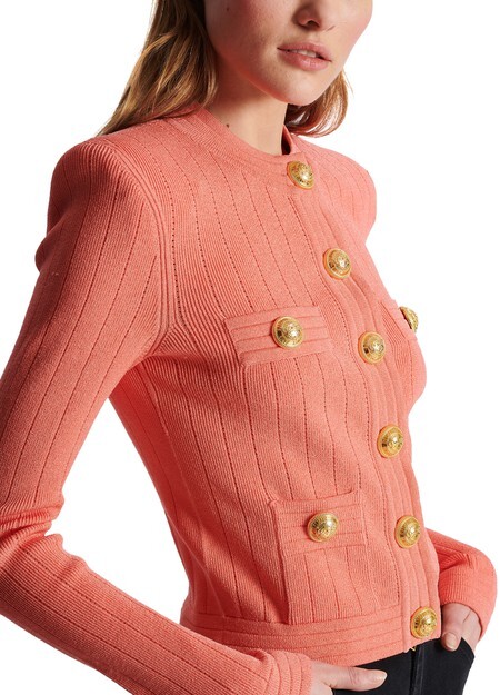 

Кардиган тонкой вязки на пуговицах Balmain, розовый