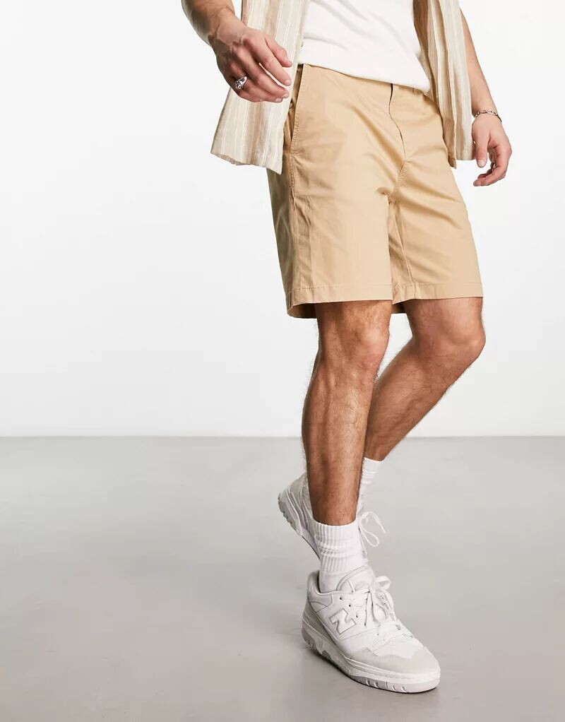 

Бежевые шорты чинос из смесового хлопка Selected Homme