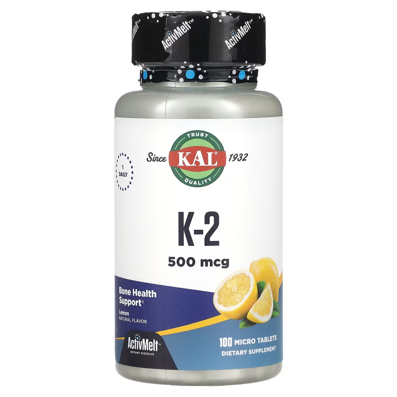 Пищевая добавка Kal K-2 лимон, 100 микротаблеток пищевая добавка kal d 3 лимонное безе 100 микротаблеток