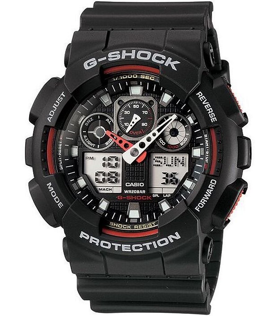 цена Часы G-Shock XL с комбинированным ремешком из смолы и большим циферблатом, черный