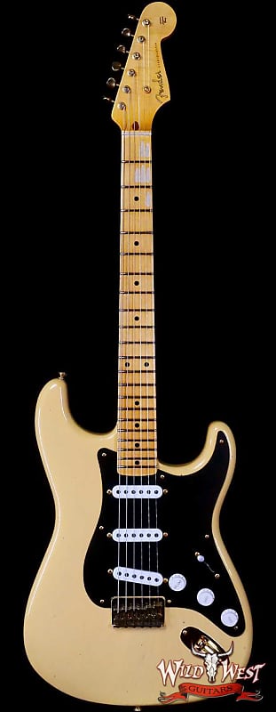 Электрогитара Fender Custom Shop Limited Edition 70th Anniversary 1954 Hardtail Stratocaster Journeyman Relic Nocaster Blonde with Black Pickguard & Gold Hardware 7.25 LBS электрогитара fender custom shop jimmy page signature telecaster journeyman relic white blonde