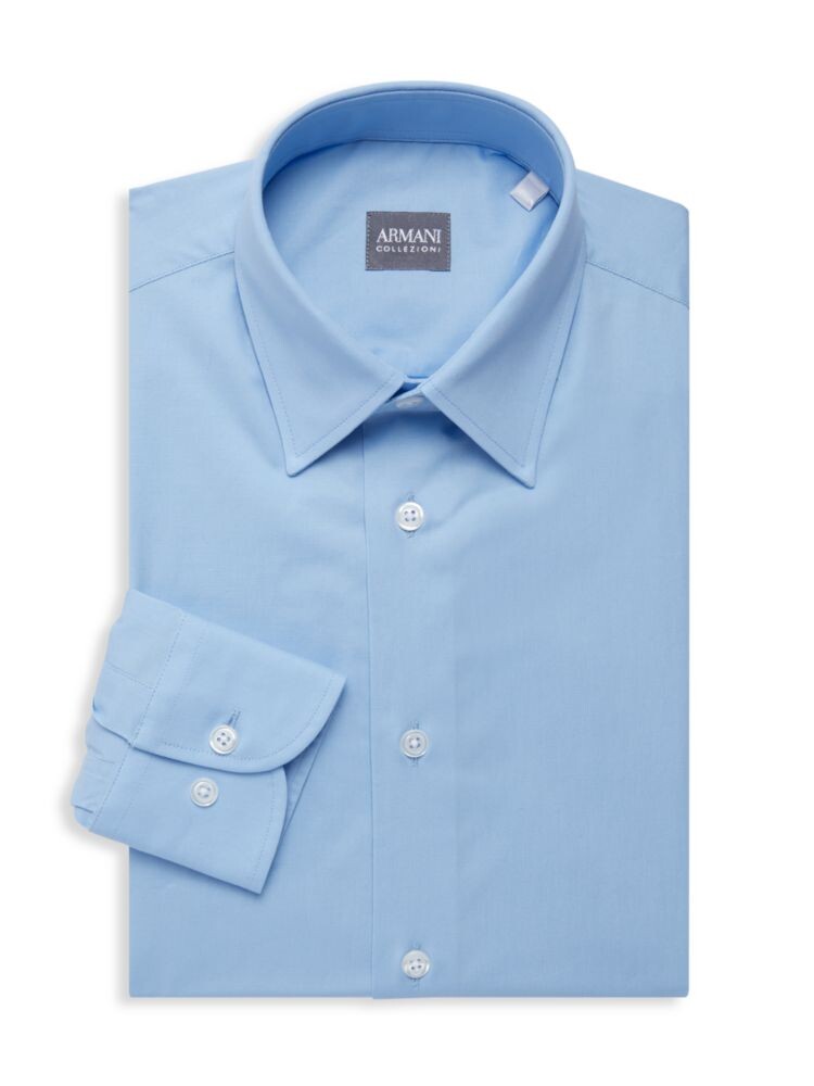 

Однотонная классическая рубашка узкого кроя Armani Collezioni, синий
