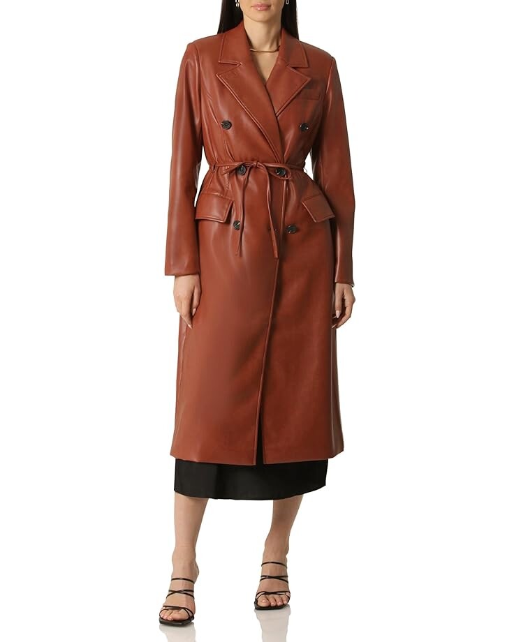 

Пальто Avec Les Filles Belted Faux Leather Coat, цвет Paprika