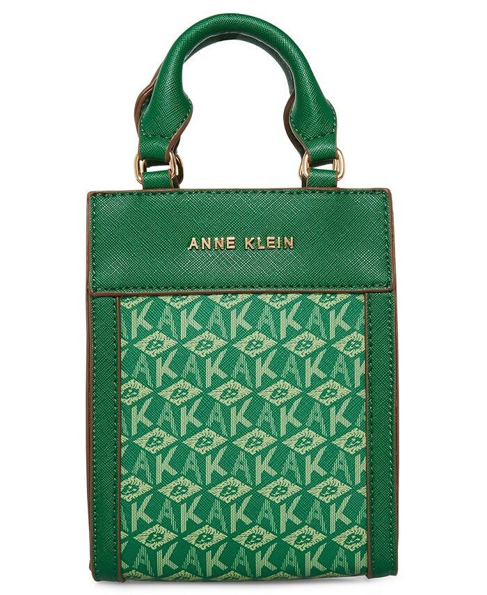 

Через плечо Mini North South AK Cube с логотипом Anne Klein, зеленый