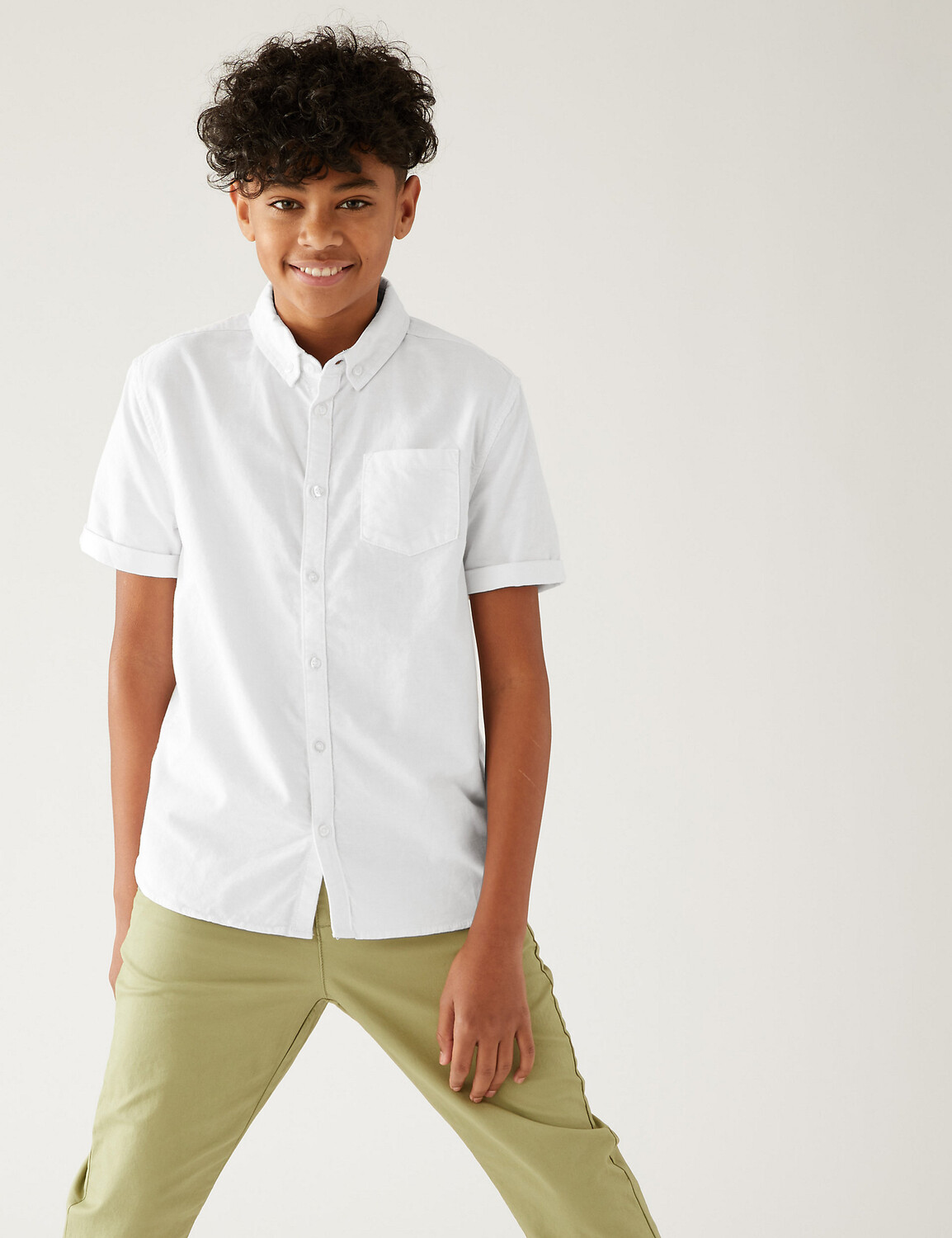 

Простая рубашка из чистого хлопка (6–16 лет) Marks & Spencer, белый