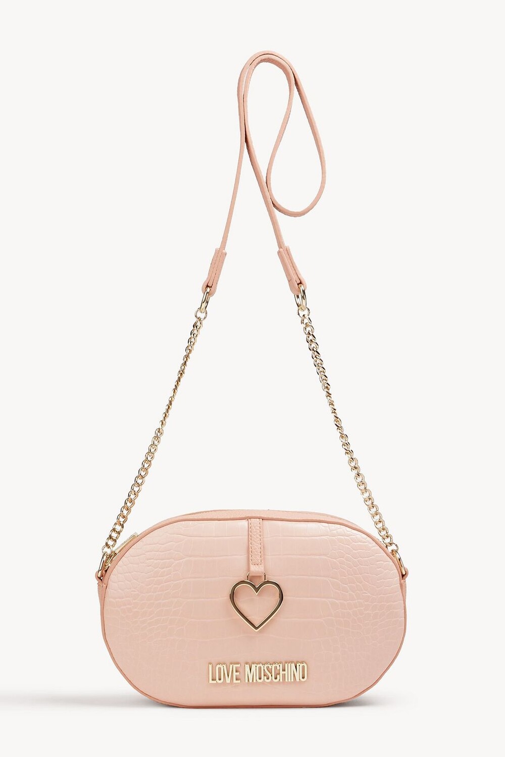 

Сумка на плечо из искусственного крокодила и шагреневой кожи LOVE MOSCHINO, румян