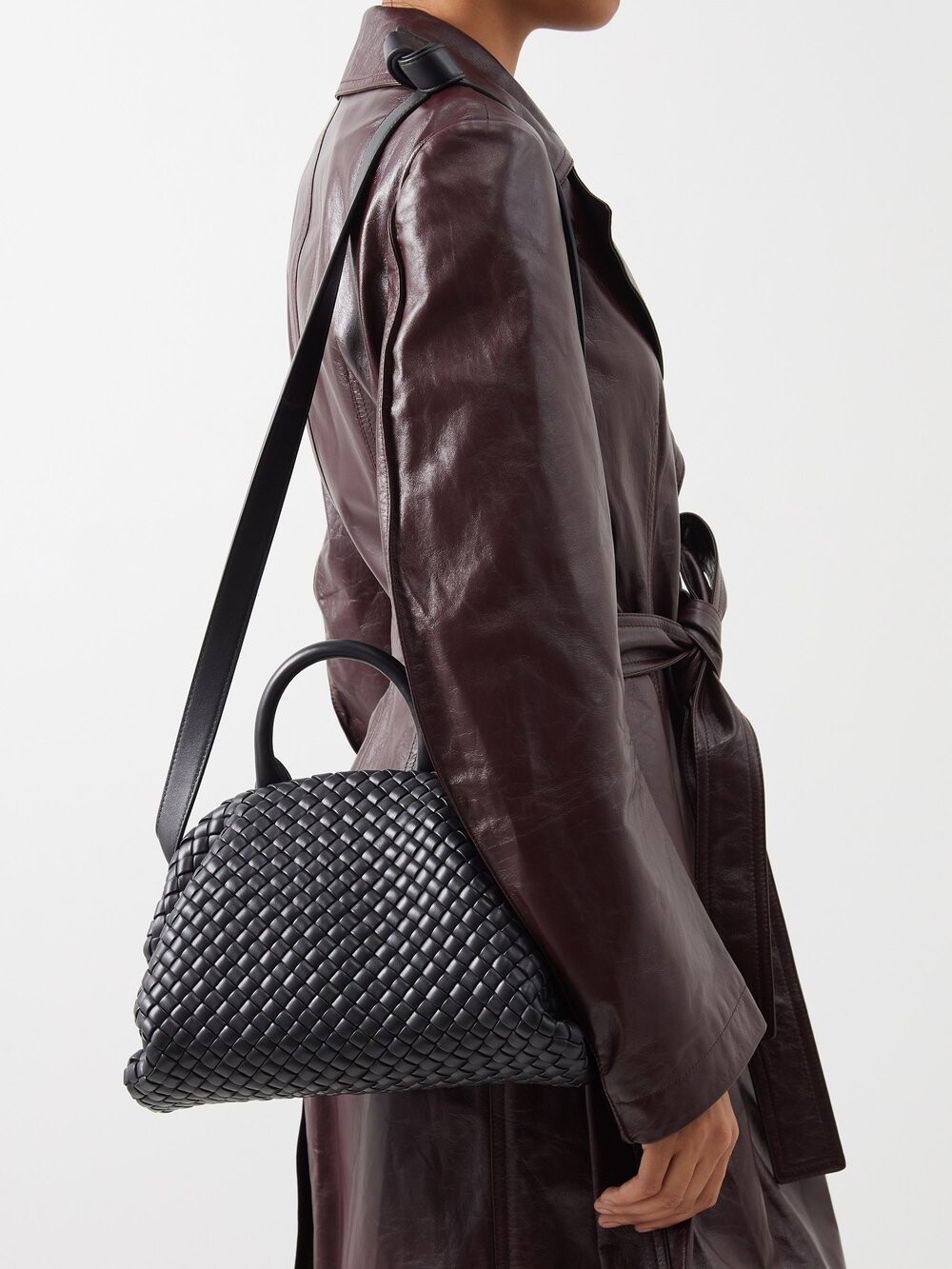 

Маленькая стеганая кожаная сумка через плечо с ручкой Bottega Veneta, черный