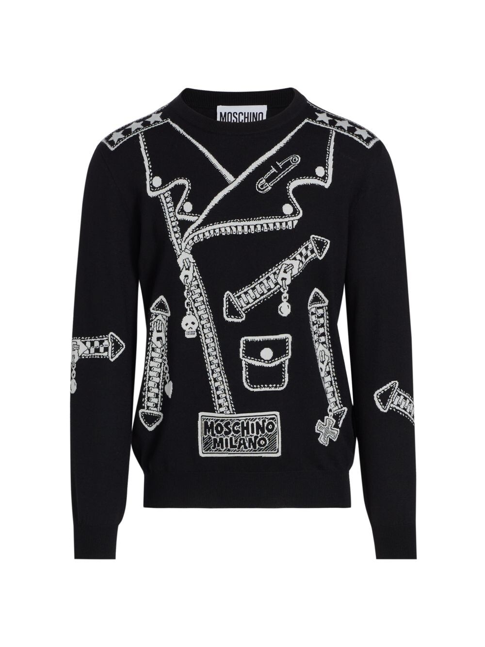 

Свитер с байкерскими деталями Moschino, черный