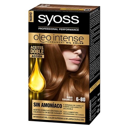 

Стойкая краска для волос Oleo Intense 6-80 Карамельный блондин, Syoss