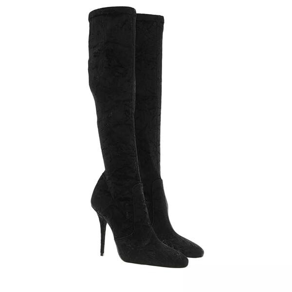 

Сапоги ella knee high crushed velvet boots Saint Laurent, черный
