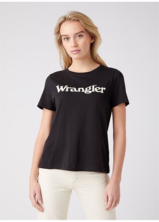 

Черная женская футболка с круглым вырезом Wrangler, Черный