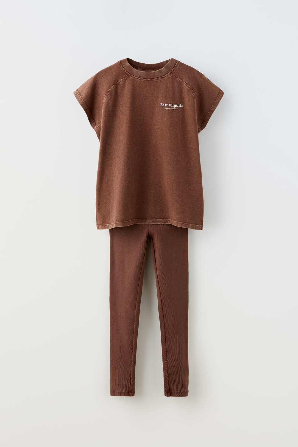 

Комплект из футболки и леггинсов Zara, браун