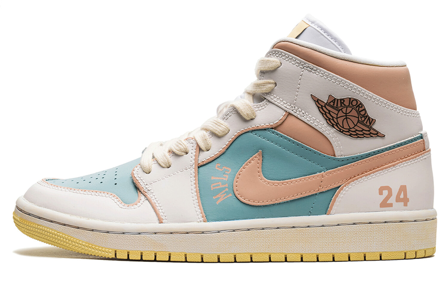 

Кроссовки Jordan AJ1 Vintage Basketball Shoes Women's Mid-top Pink/cyan/beige, цвет Lotus Color