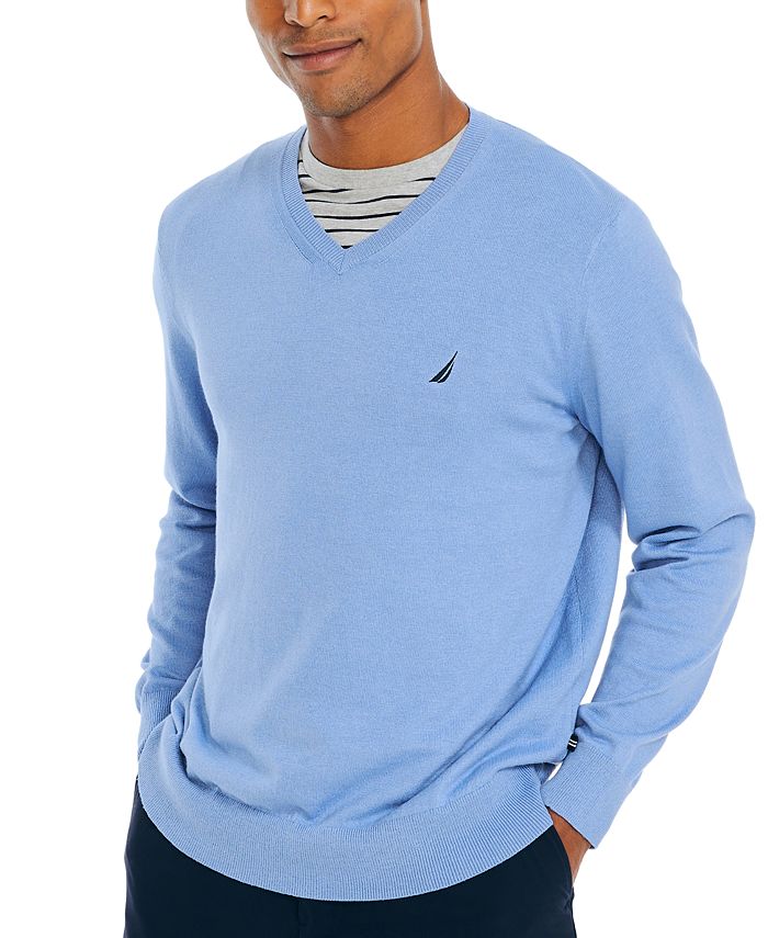 Мужской мягкий свитер классического кроя Navtech Performance с v-образным вырезом Nautica, синий