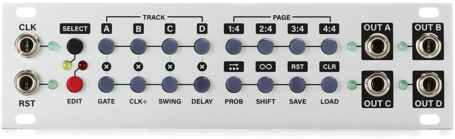 

Intellijel Steppy 1U, 4-дорожечный, 64-шаговый программируемый гейт-секвенсор