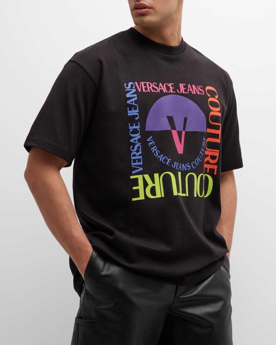 

Мужская многоцветная футболка с V-образной эмблемой Versace Jeans Couture