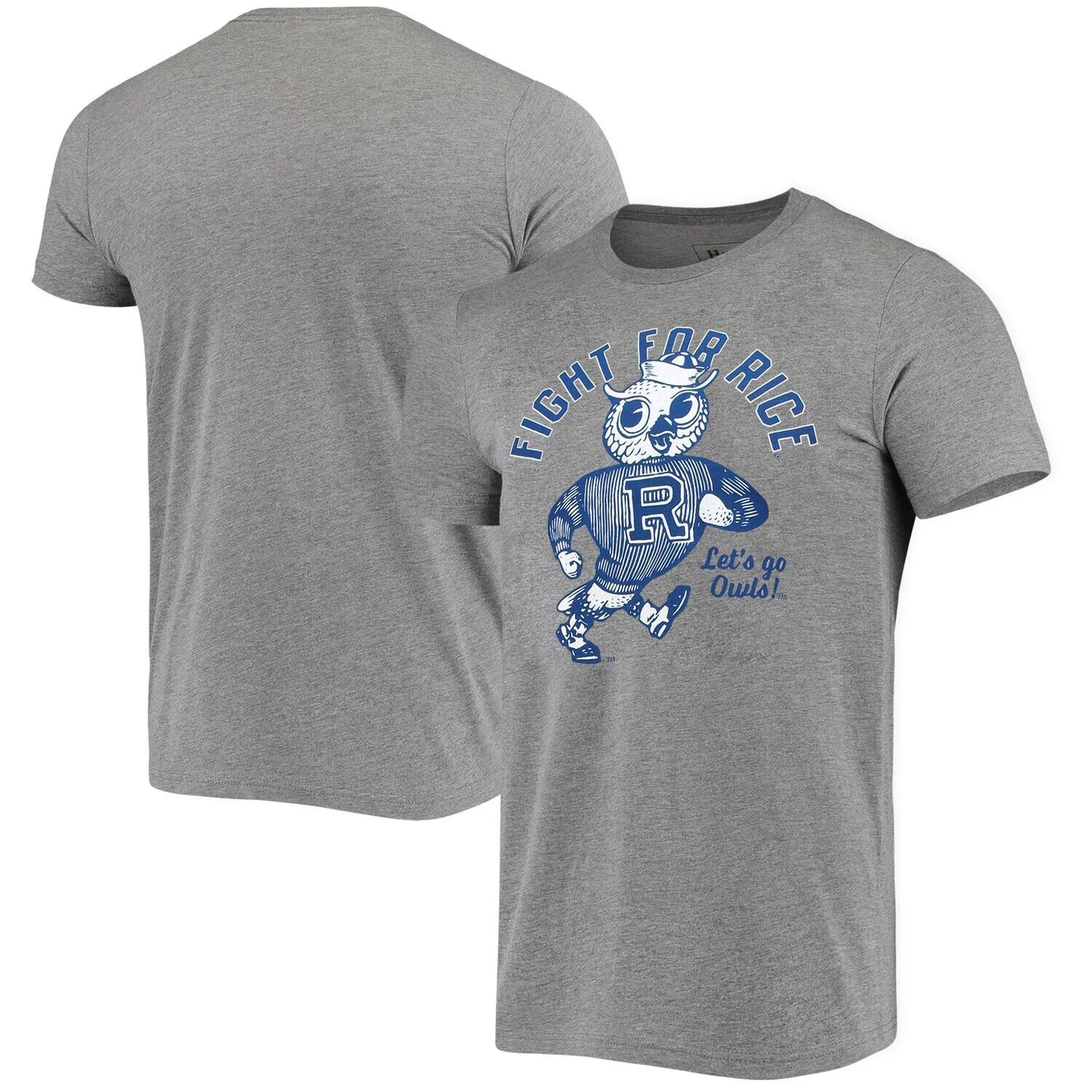 

Мужская винтажная футболка Homefield Heathered Grey Rice Owls Fight For Rice Tri-Blend