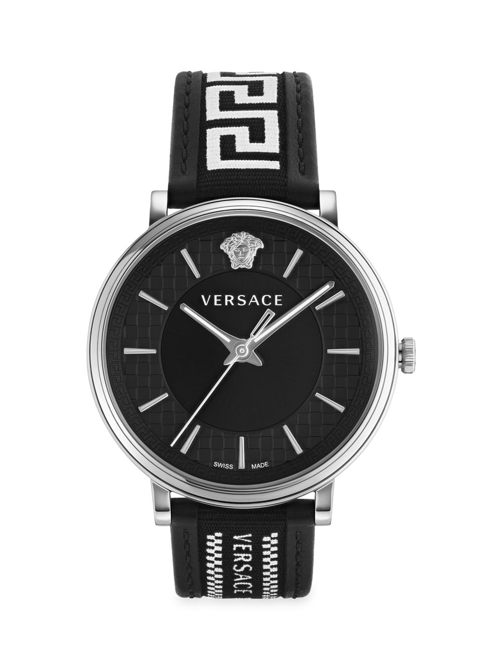 

Часы V-Circle Greca Edition из нержавеющей стали и кожи Versace