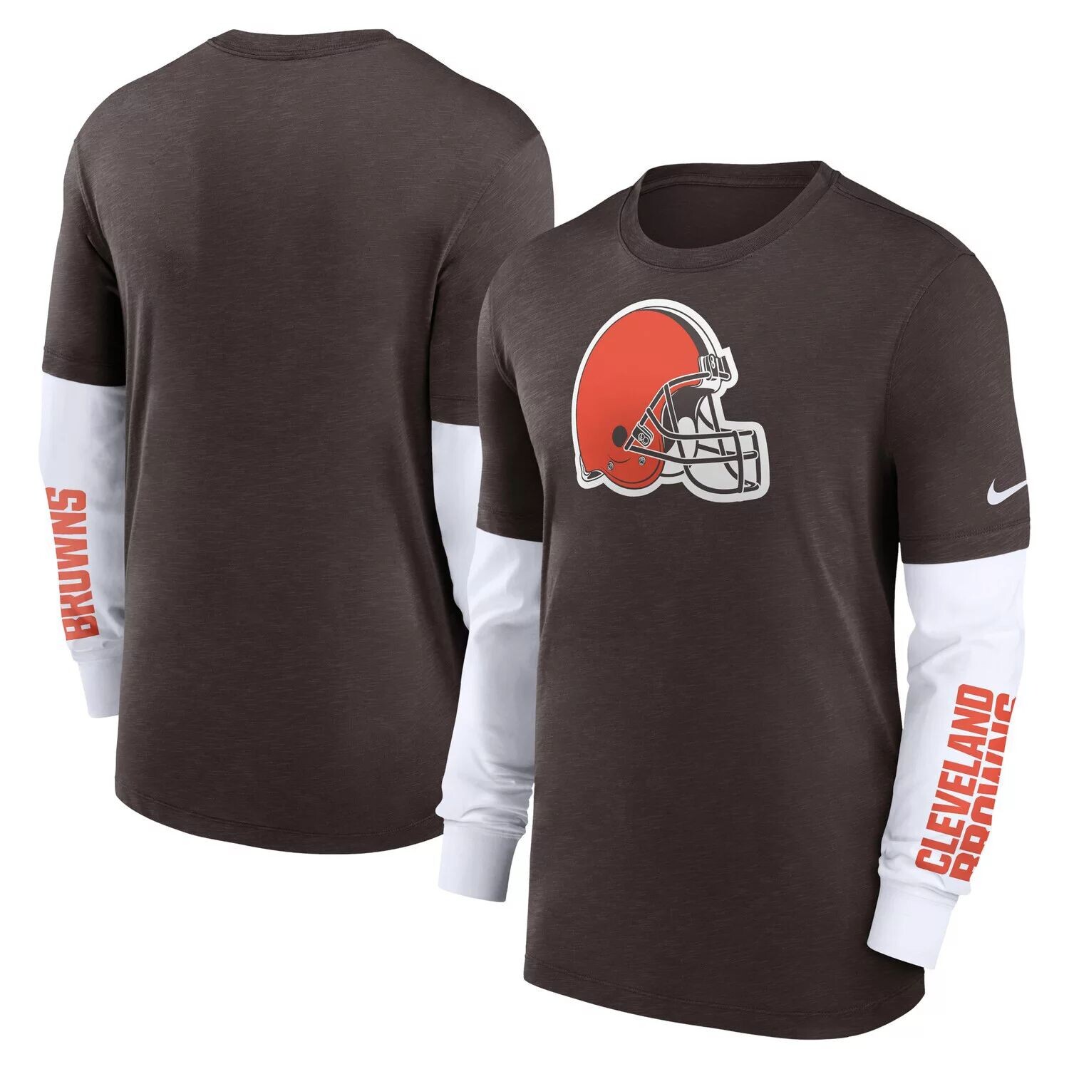 

Мужская модная футболка с длинным рукавом Heather Brown Cleveland Browns Slub Nike