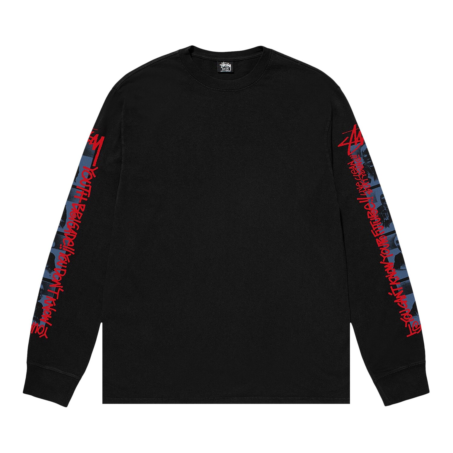 

Футболка с длинными рукавами Stussy Youth Brigade, окрашенная в пигмент, черная, Черный