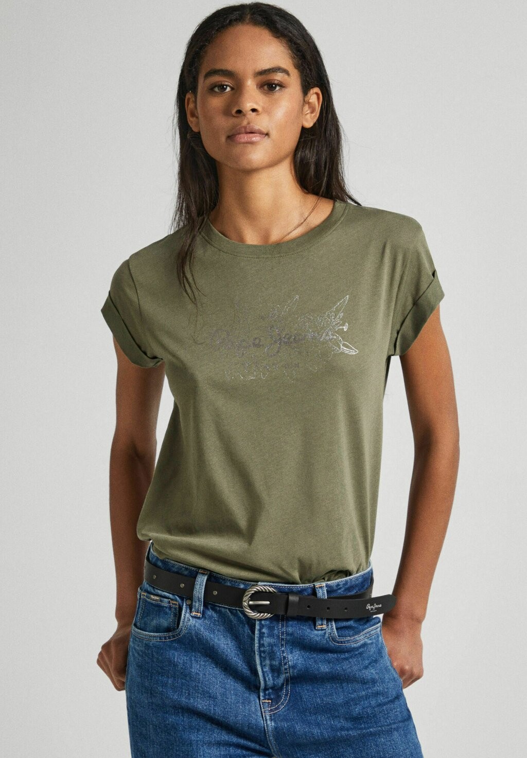

Футболка с принтом HELEN Pepe Jeans, цвет olivine green