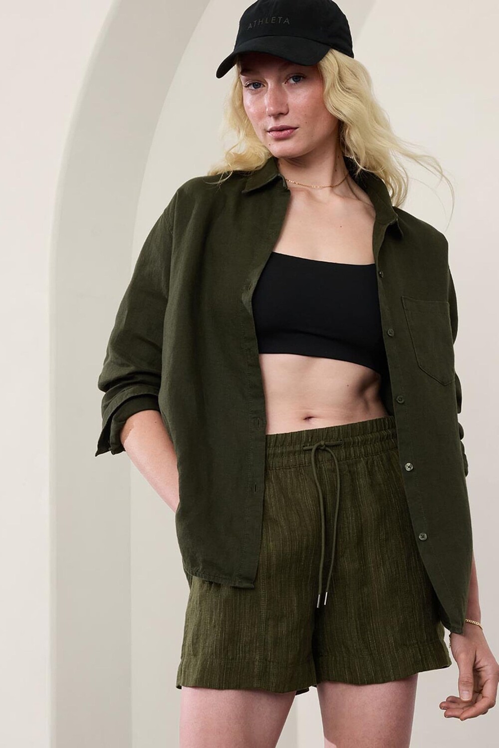 

Льняные шорты для отдыха Athleta, зеленый