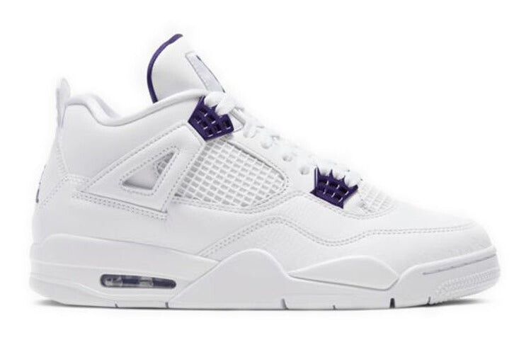 

Кроссовки Nike Air Jordan 4 Retro, белый / серебристый металлик / пурпурный