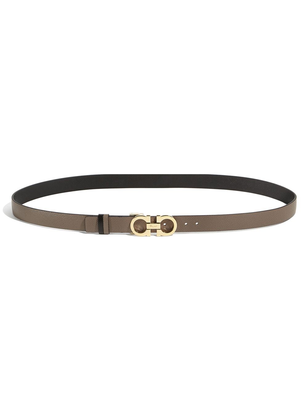 

Двусторонний двухцветный кожаный ремень с тиснением под змею Gancini Buckle FERRAGAMO, серый