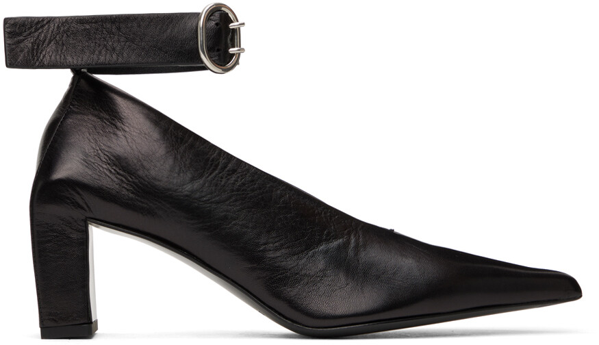 

Черные туфли на каблуке с пряжкой Jil Sander