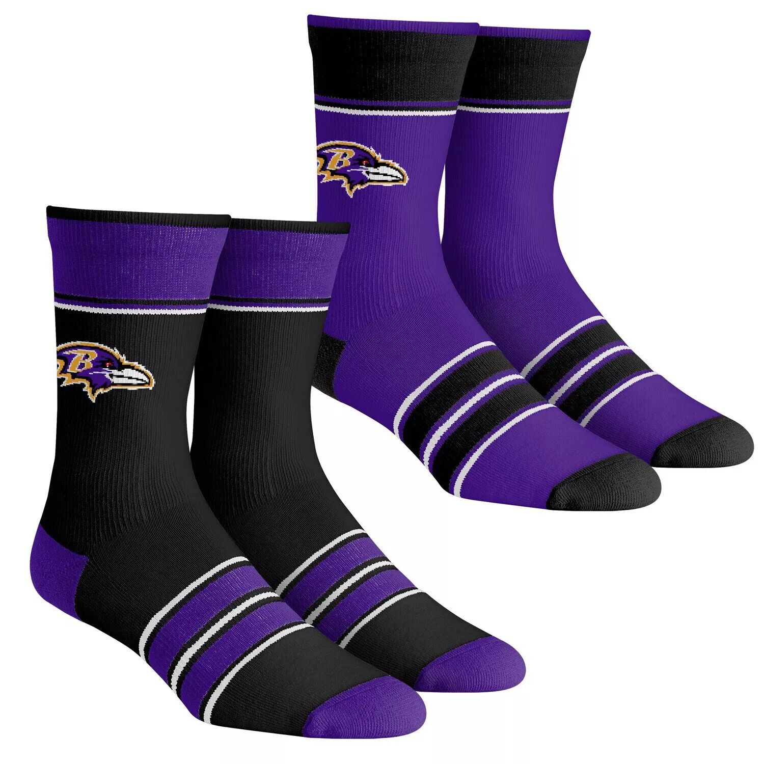 

Комплект из 2 носков Youth Rock Em Baltimore Ravens в несколько полосок Team Crew Unbranded