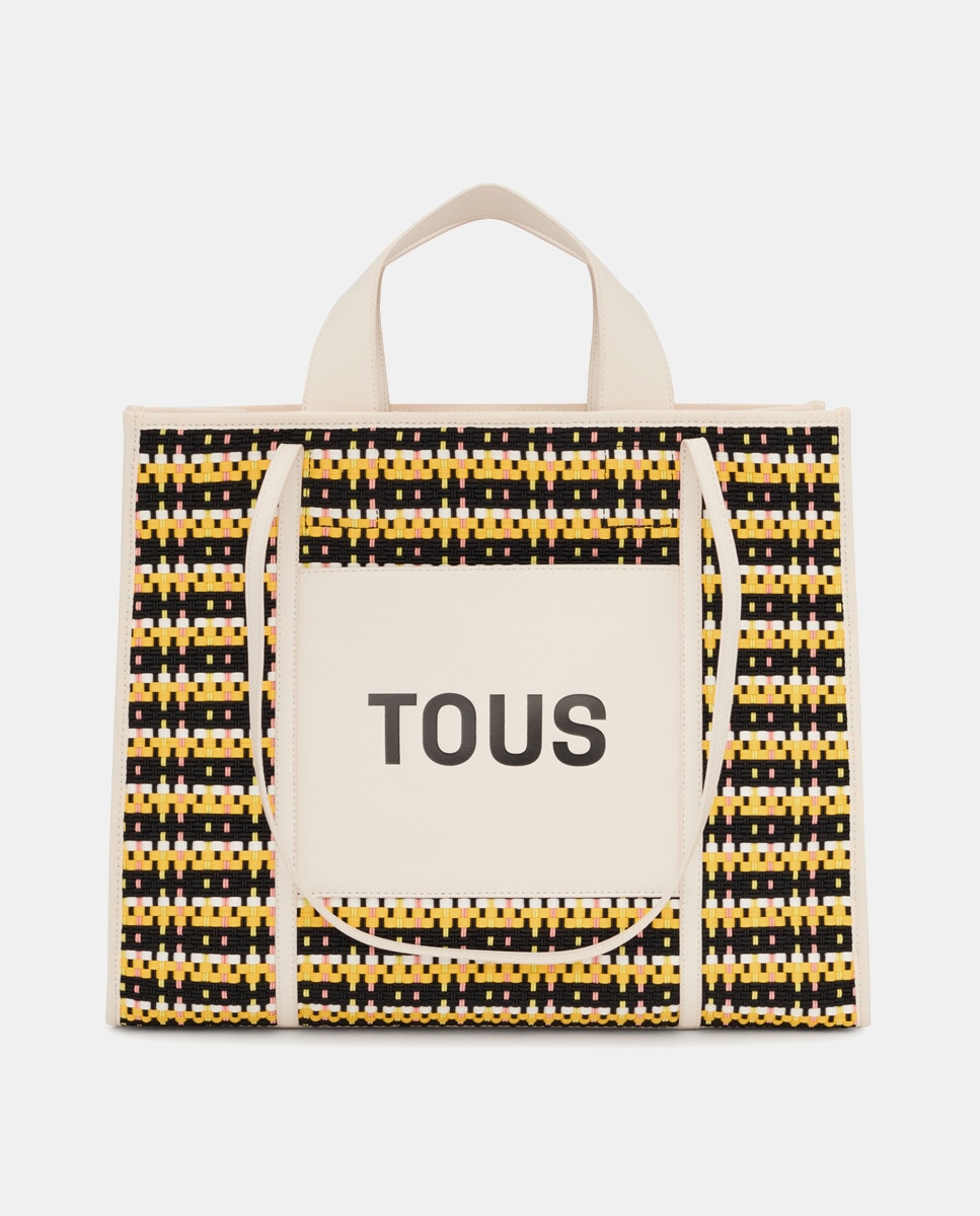 Большая разноцветная плетеная сумка-шопер Amaya с бежевыми деталями Tous, бежевый
