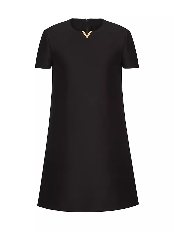 

Короткое платье из крепа от кутюр Valentino Garavani, черный