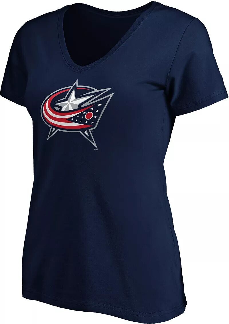 

Женская темно-синяя футболка с v-образным вырезом и логотипом Columbus Blue Jackets НХЛ Primary Logo