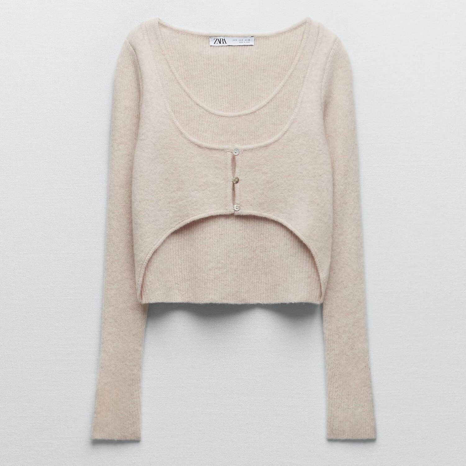 Джемпер Zara Wool Blend With Buttons, бежевый