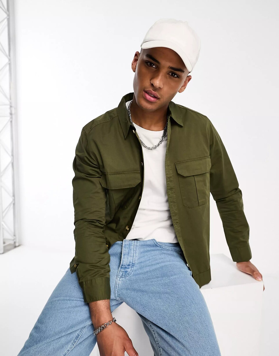 

Рубашка Only & Sons Twill In Khaki, оливковый