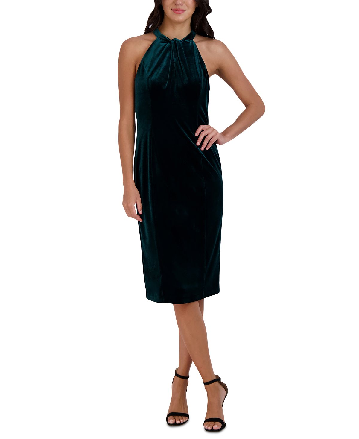 цена Женское бархатное платье-футляр с перекрученным вырезом julia jordan