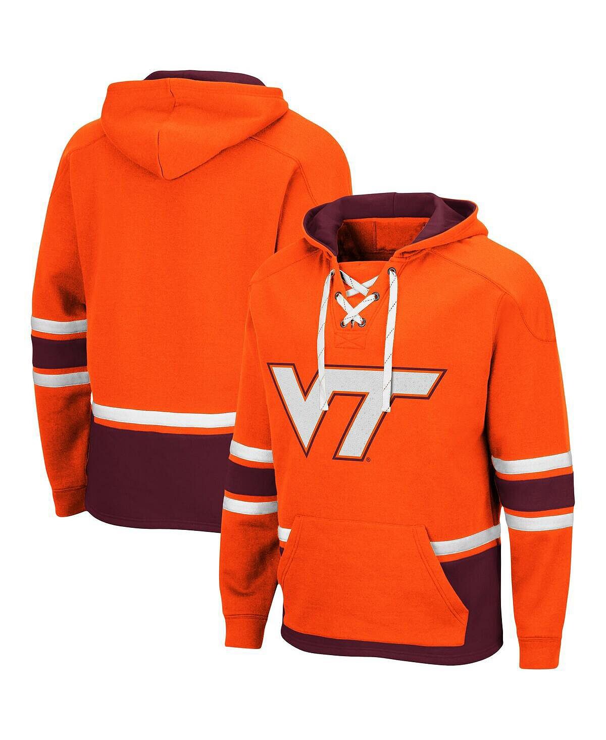 

Мужская оранжевая толстовка с капюшоном virginia tech hokies lace up 3.0 pullover Colosseum
