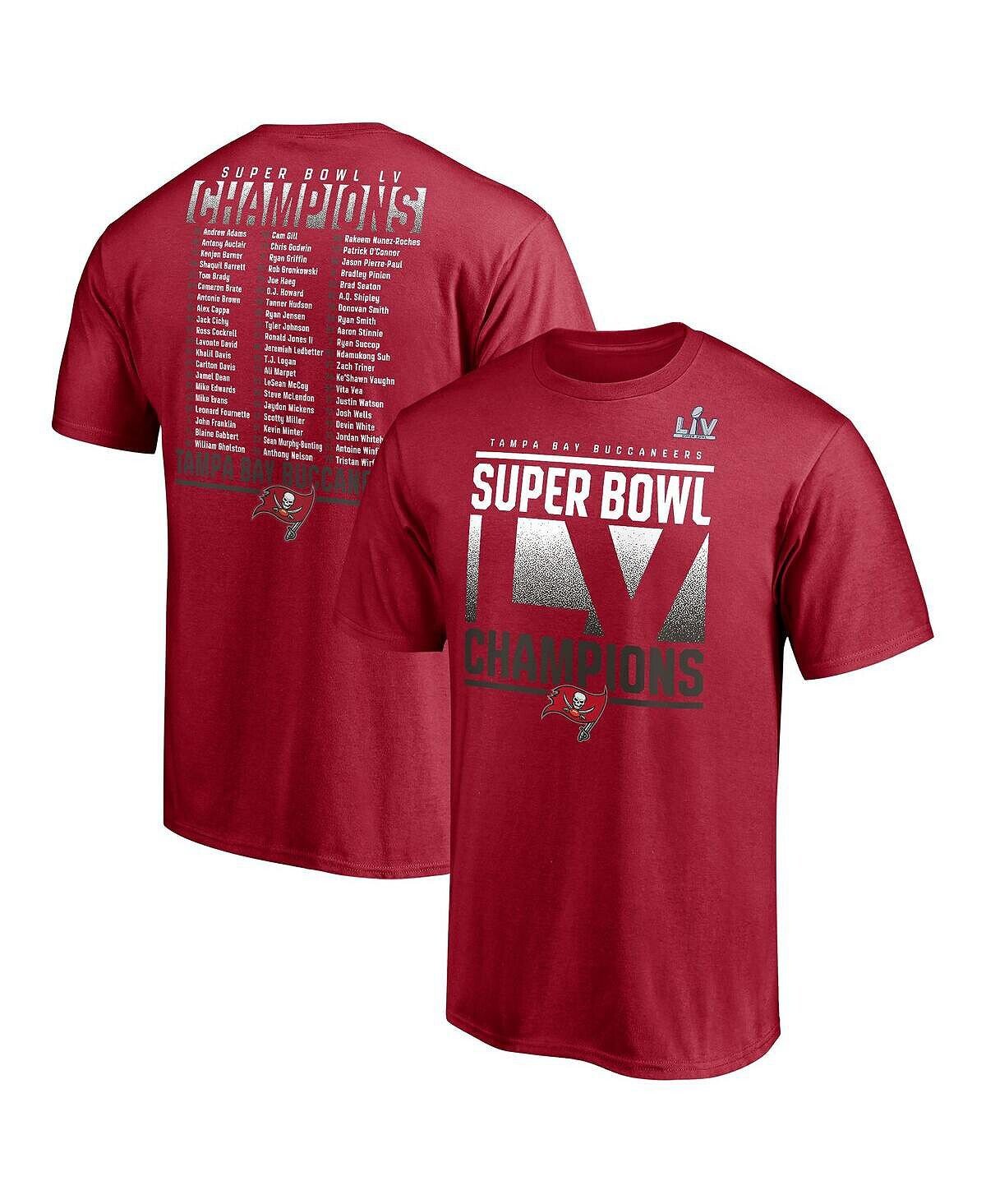 

Мужская красная футболка tampa bay buccaneers super bowl lv champions iconic roster Fanatics, красный