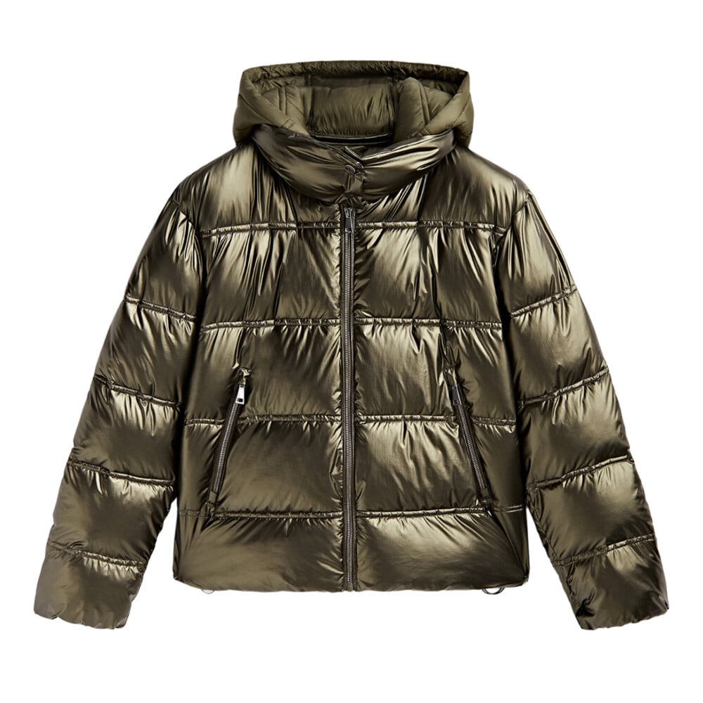 

Куртка Massimo Dutti Puffer With Contrast Hood, зеленый