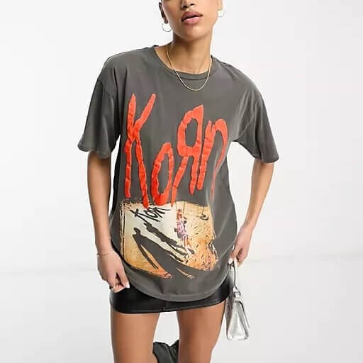 

Футболка Asos Design Oversized With Korn License Graphic, темно-серый