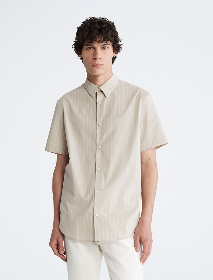 

Рубашка Calvin Klein Stretch Cotton Stripe Button-Down Easy, светло-бежевый