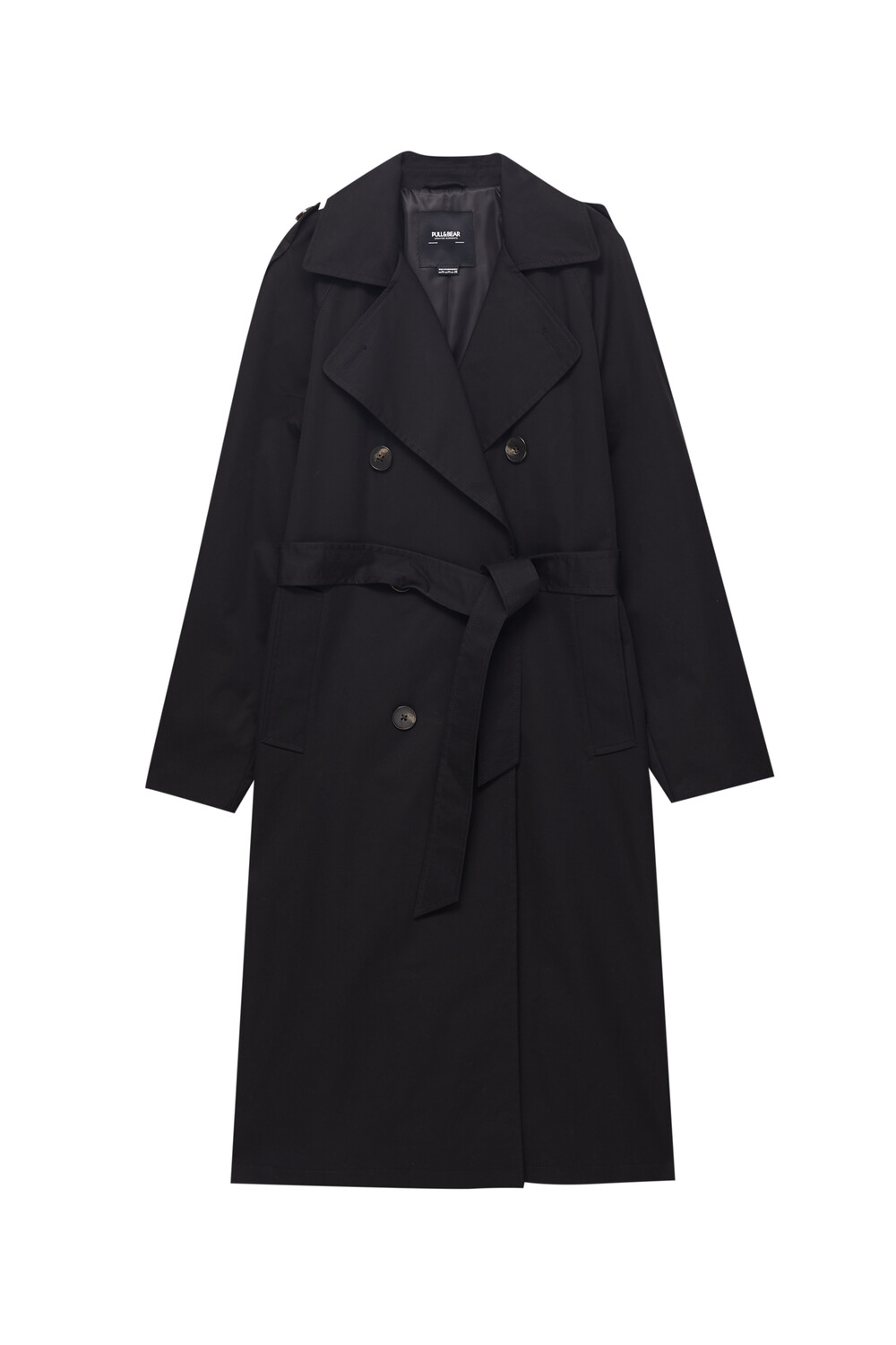 

Тренч Pull&Bear Belted, черный