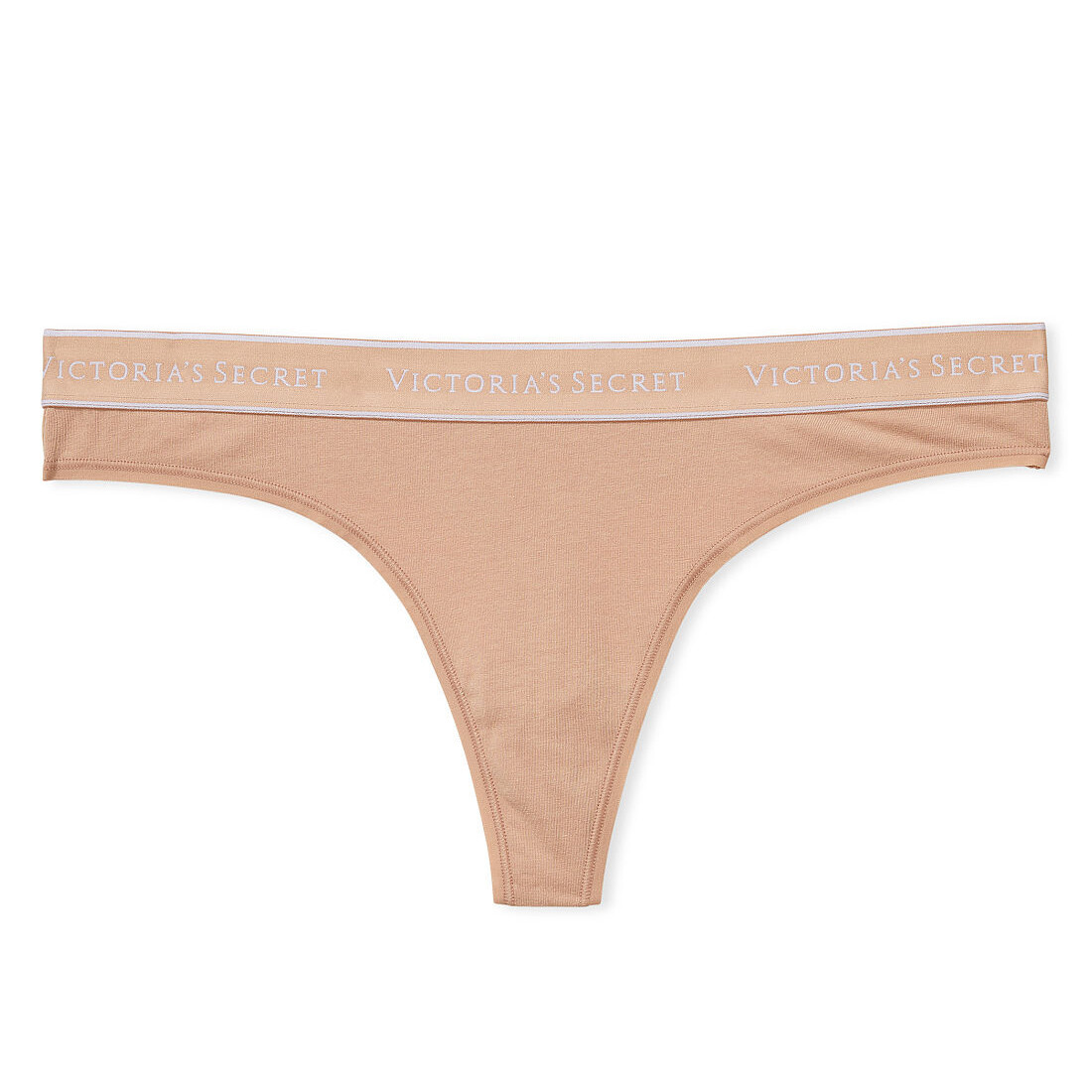 

Трусы Victoria's Secret Logo Cotton Thong Smooth, бежевый