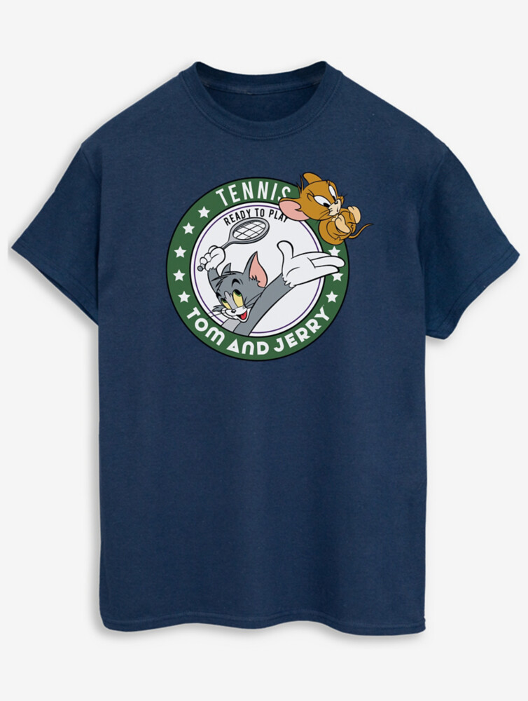 

NW2 Tom & Jerry Tennis Slogan Adult Navy Футболка с принтом George., нави