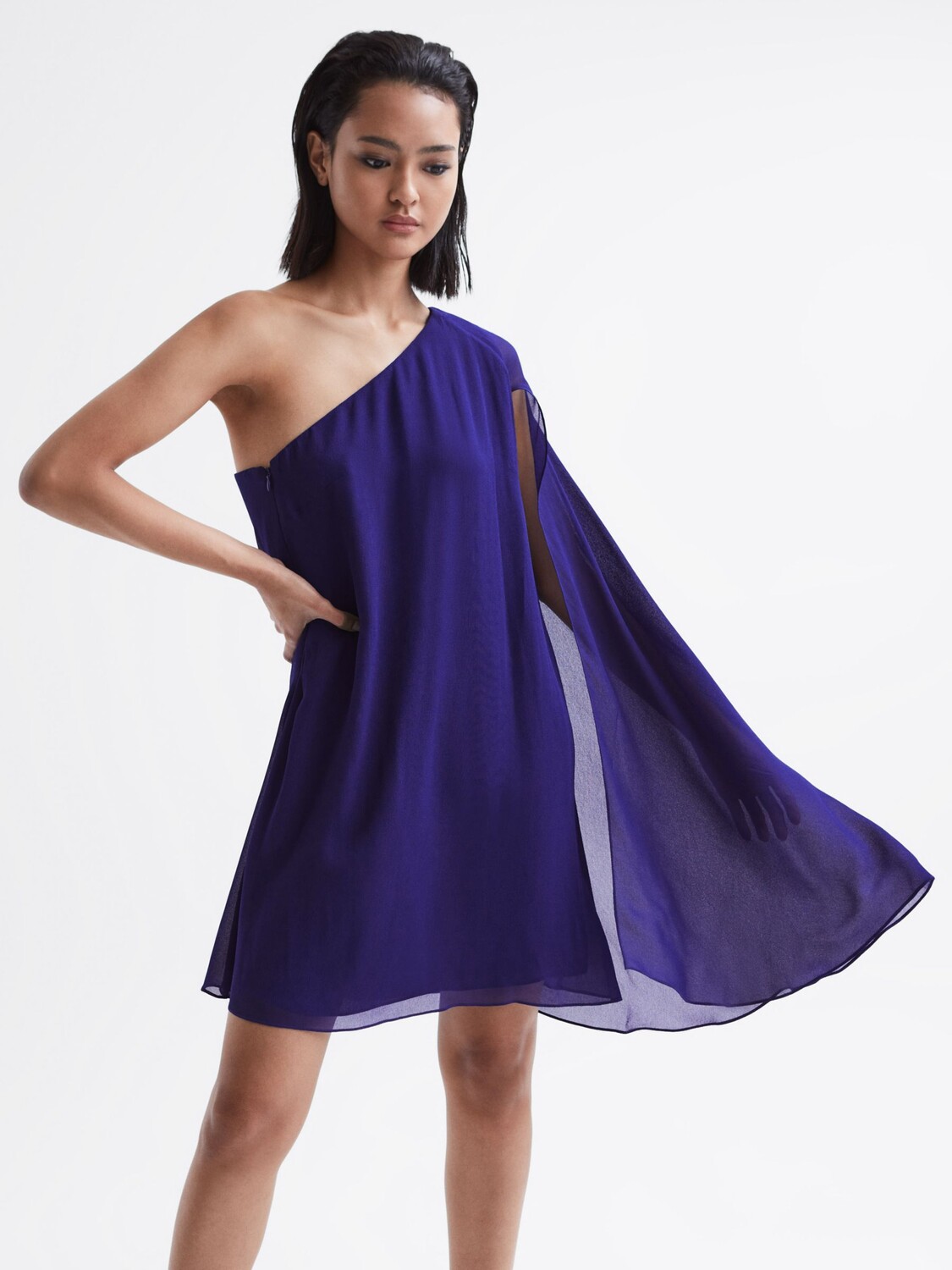 

Асимметричное платье Reiss Fleur, фиолетовое