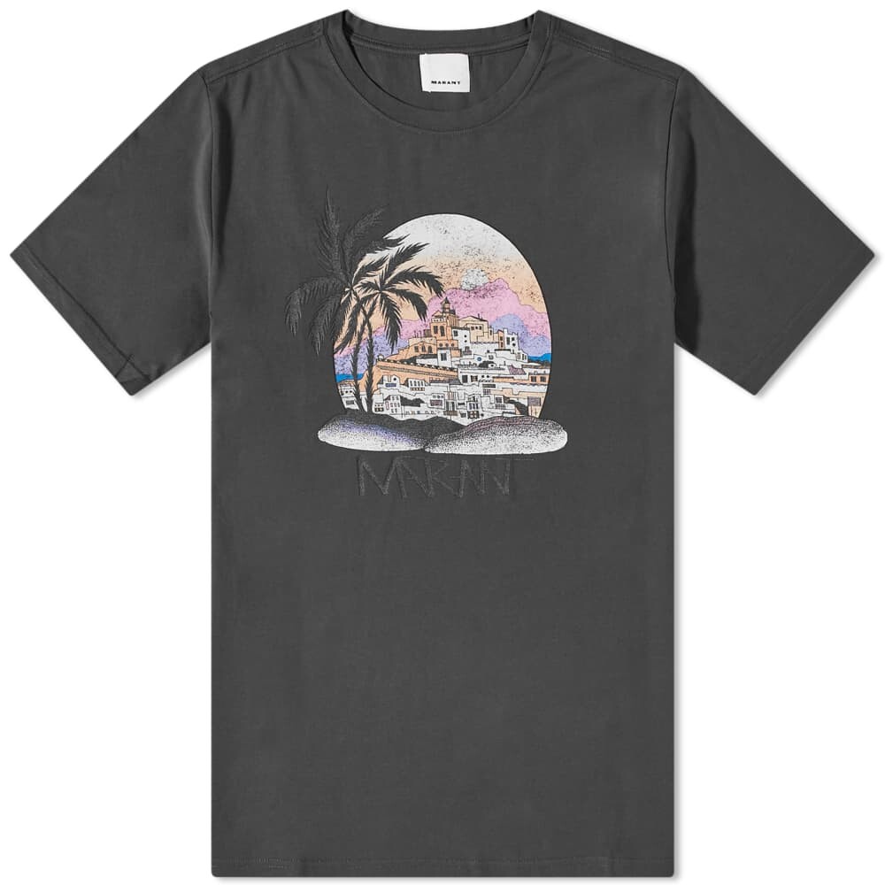 

Футболка Isabel Marant Zafferh Postcard Logo Tee, Серый