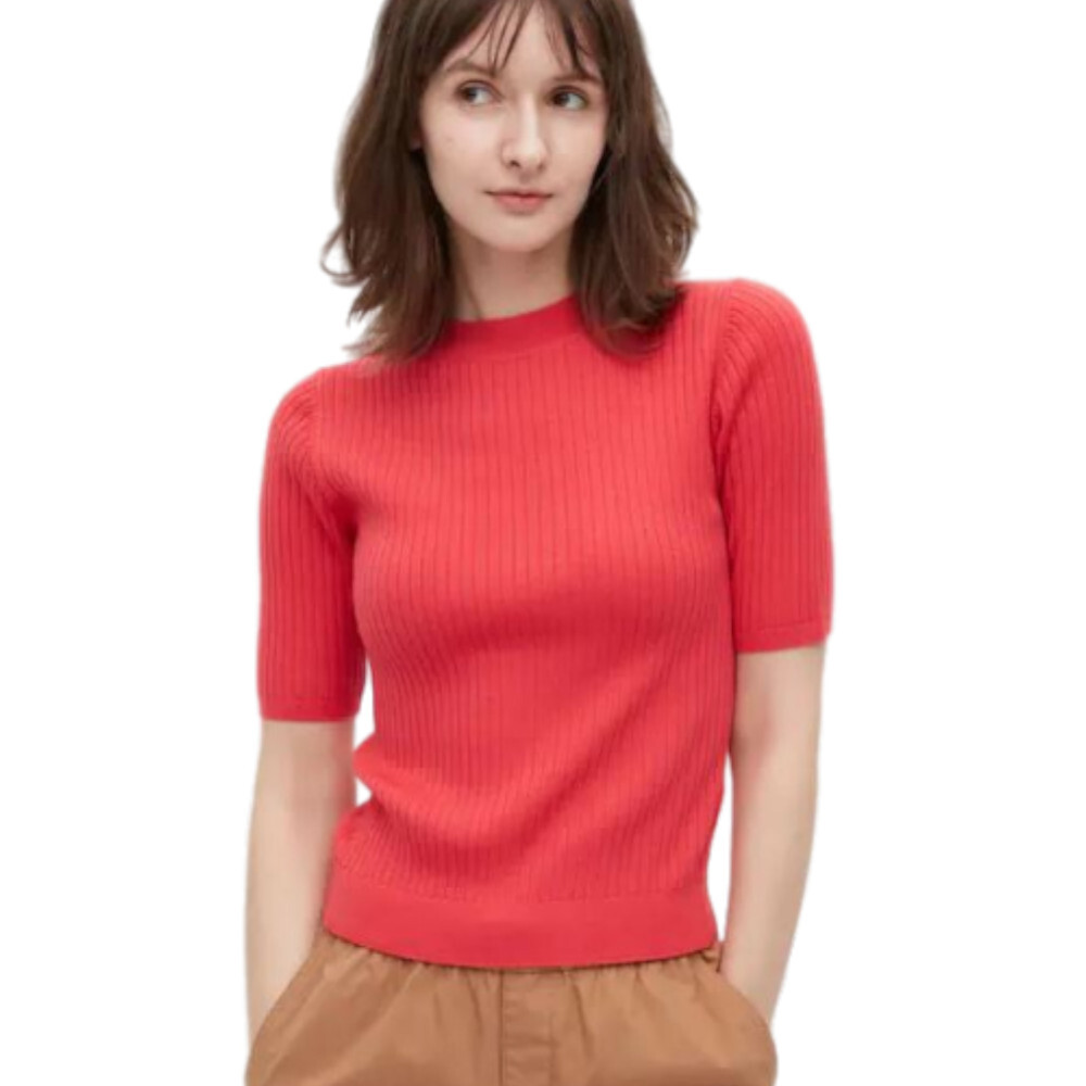 

Джемпер Uniqlo Extra Fine Merino Ribbed Half Sleeved Short, розовый