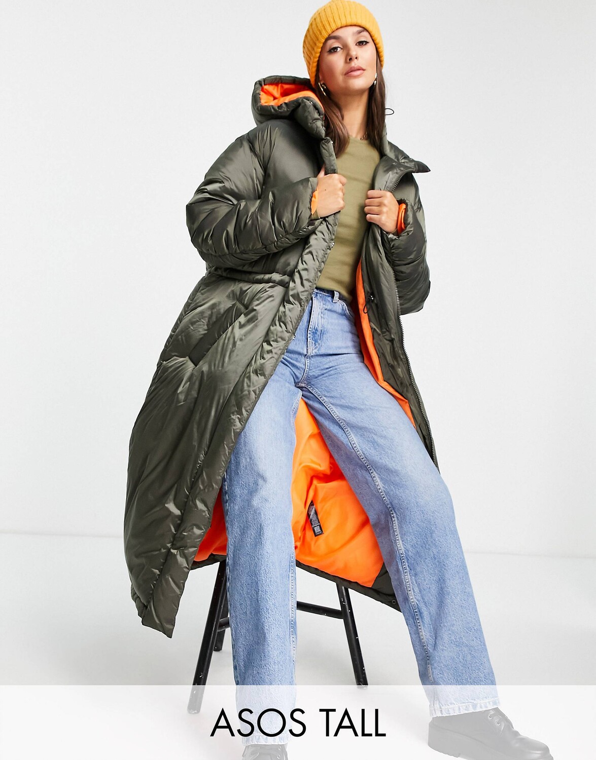

Длинная дутая парка цвета хаки ASOS DESIGN Tall