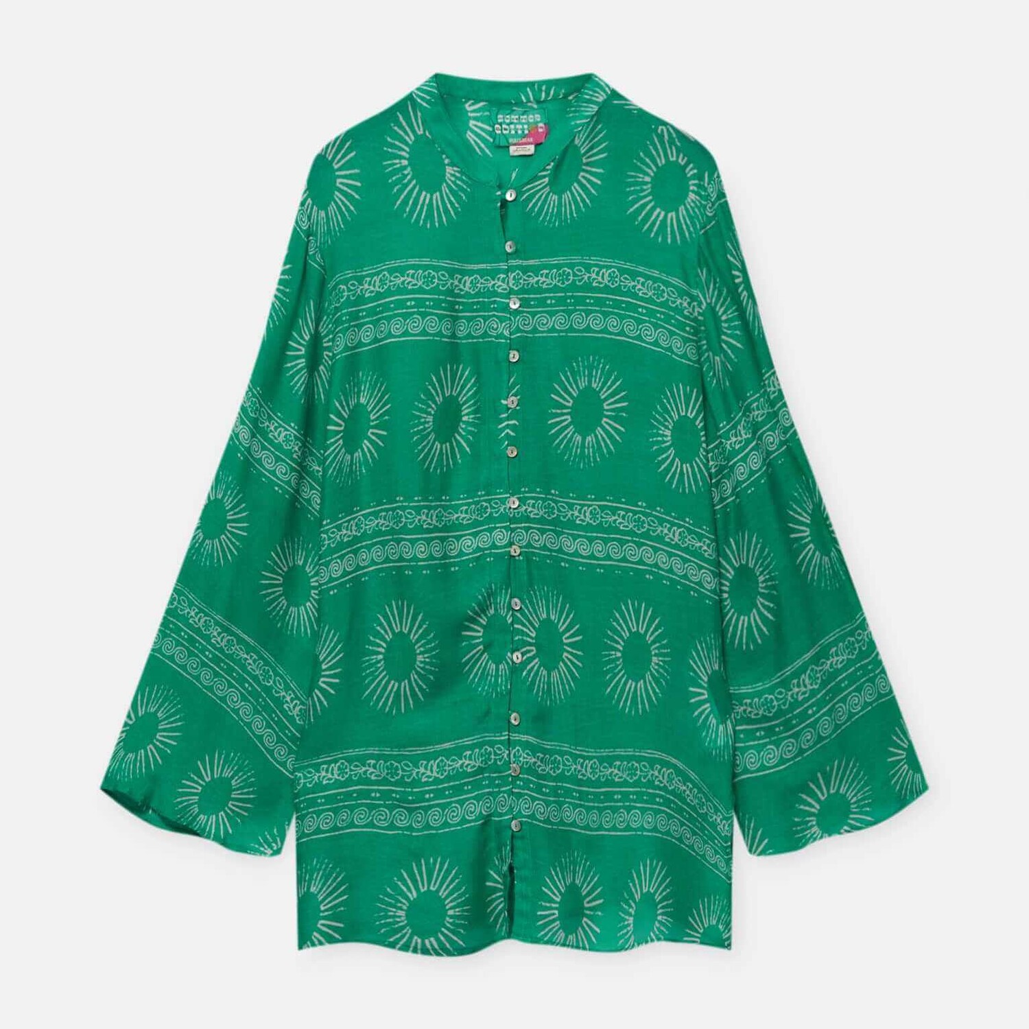 

Рубашка Pull&Bear Printed Boho, зеленый